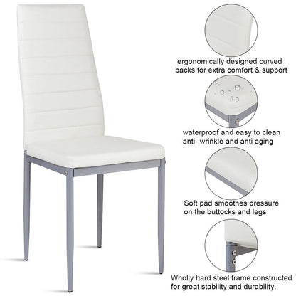 Set of 4 PU Leather Dining Side Chairs Elegant Design Home Furniture White