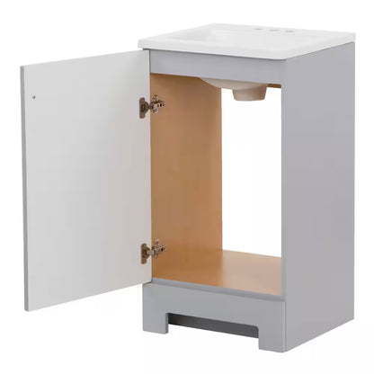19 In. Single Sink Pearl Gray Bath Vanity with White Cultured Marble Top (Assembled)