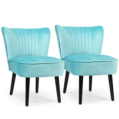 Set of 2 Armless Accent Chair Upholstered Leisure Chair Single Sofa Turquoise\Stone Grey\ Dark Grey
