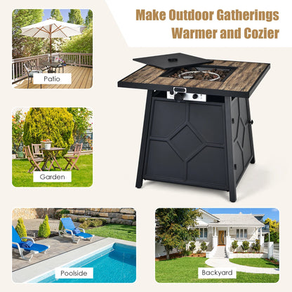 28 Inches Propane Gas Fire Pit Table 40,000 BTU Outdoor Heater W/Cover
