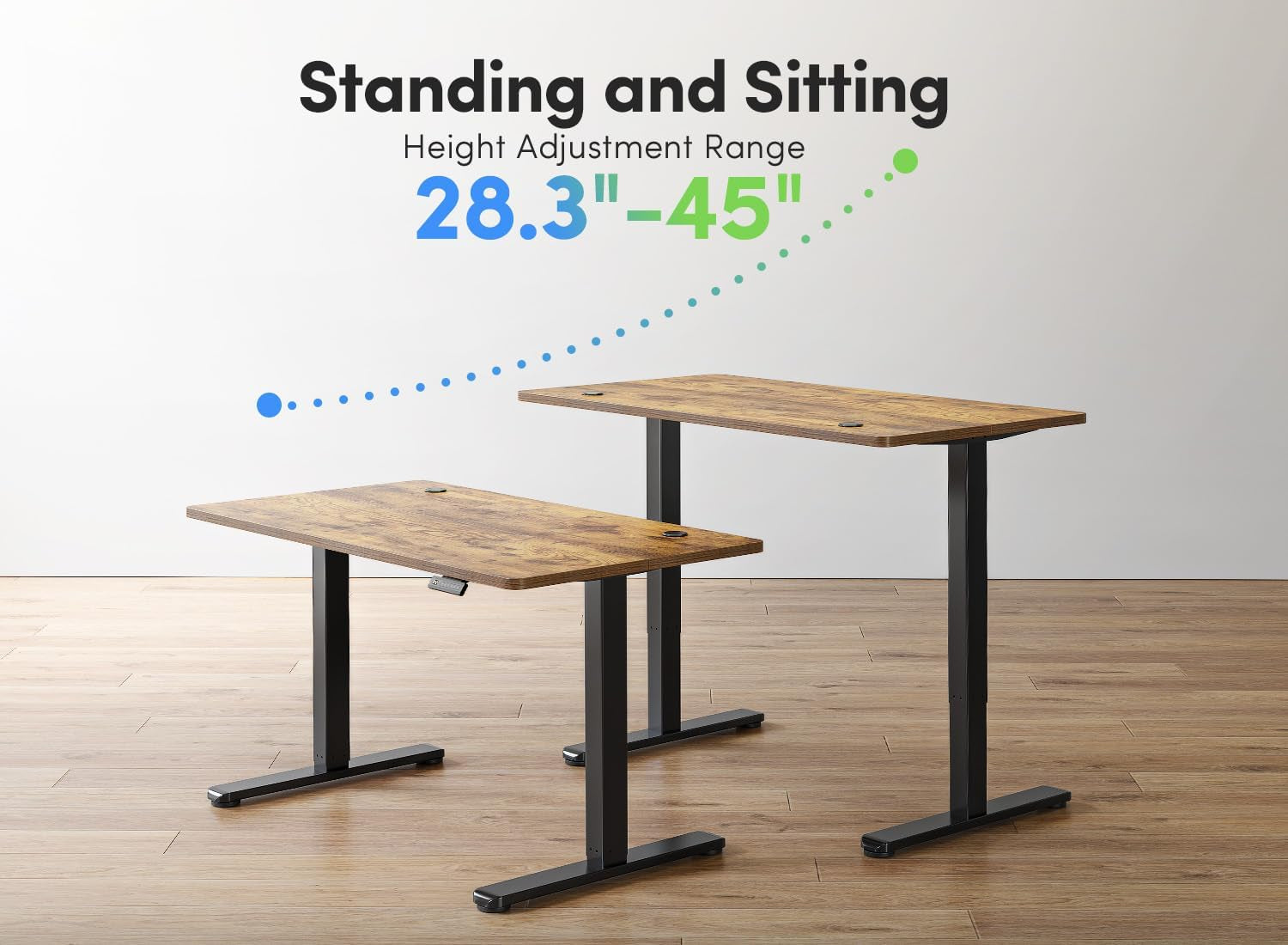 Electric Standing Desk, 55 X 24 Inches Height Adjustable Stand up Desk, Sit Stand Home Office Desk, Computer Desk, Rustic Brown