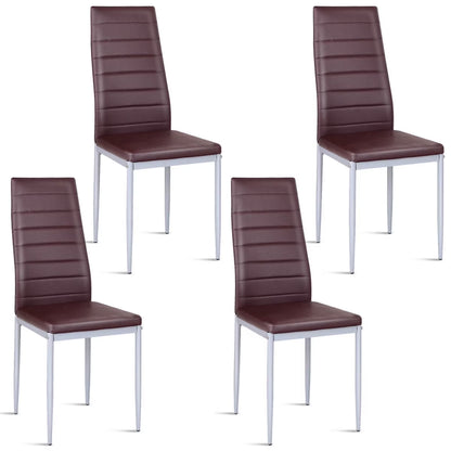 Set of 4 PU Leather Dining Side Chairs Elegant Design Home Furniture White