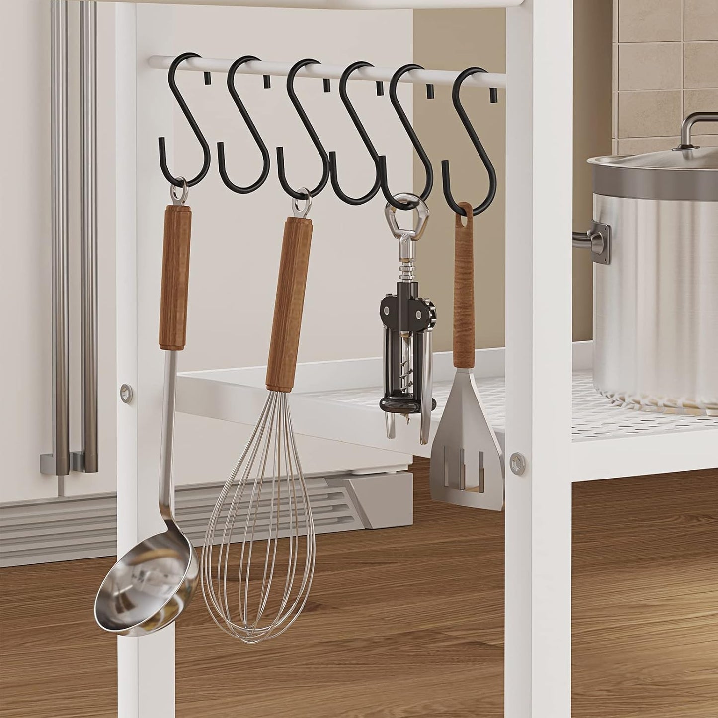 3 Tier Kitchen Island Cart on Wheels, Rolling Kitchen Island with Shelves and Handle for Home Kitchen…