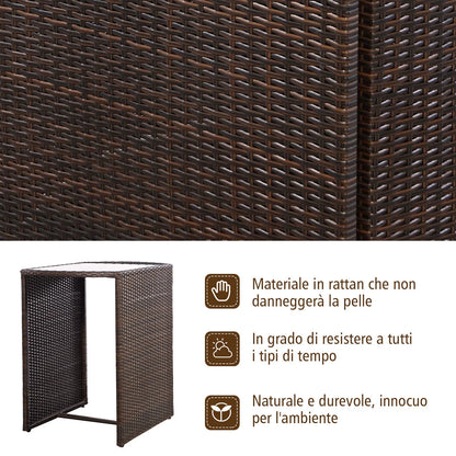 3 PCS Cushioned Outdoor Wicker Patio Set Garden Lawn Sofa Furniture Seat Brown No Assembly