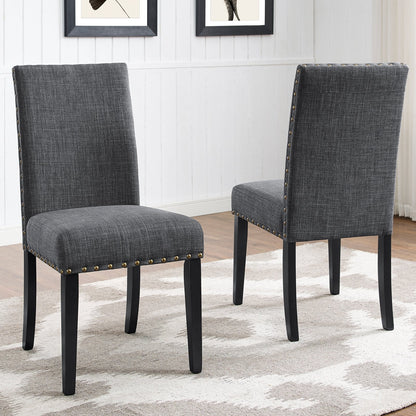 Biony Fabric Dining Chairs with Nailhead Trim, Set of 2, Purple