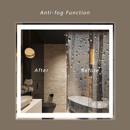 36 X 36 Inch LED Bathroom Mirror for Vanity Mirror Wall Mounted with Smart anti Fog,Memory Mirror with Dimmable Light, Makeup Vanity，Smart Mirror