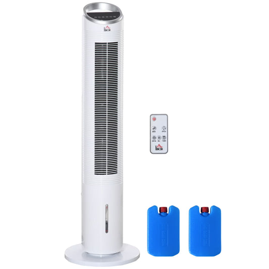 40" Portable Oscillating Air Cooler Fan for Home Office, 3-In-1 Standing Ice Floor Fan with Humidifier, 3 Modes, 3 Speeds, 8H Timer, Remote, LED Display, White
