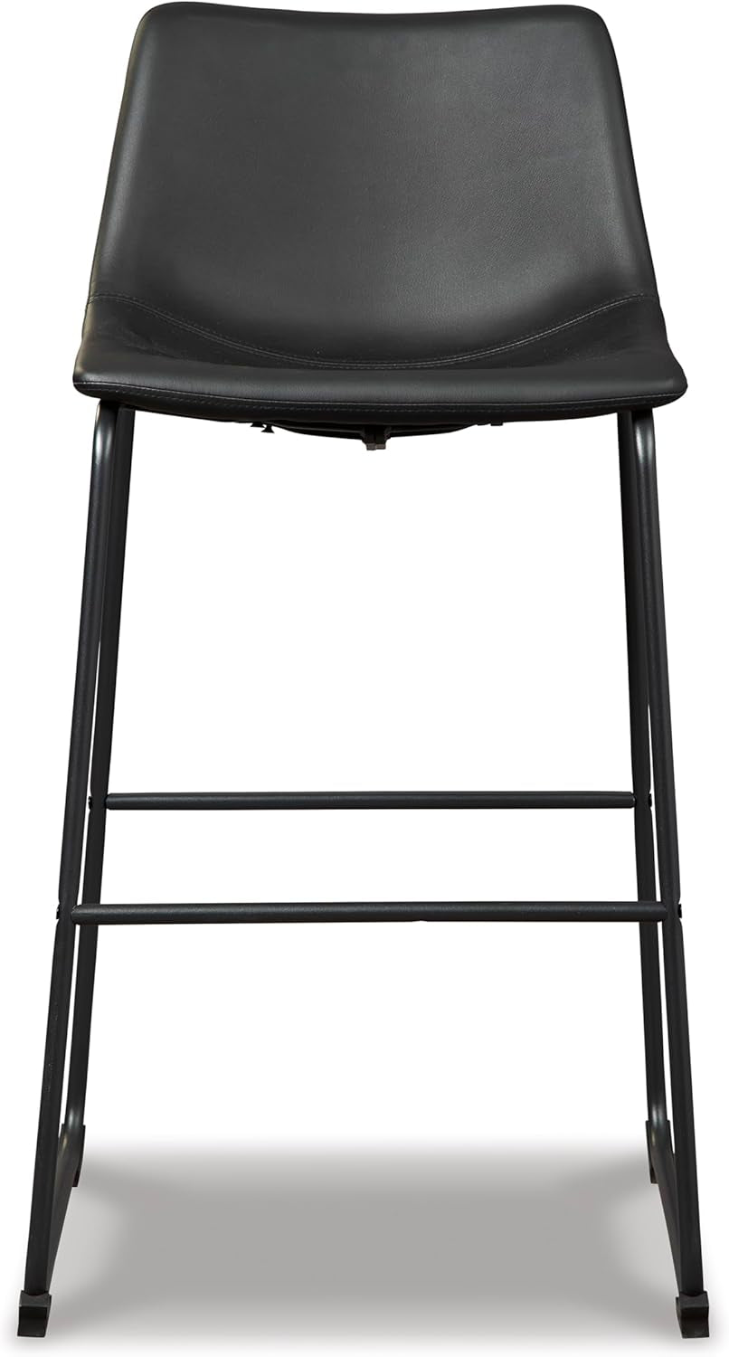 Centiar Modern Faux Leather Pub Height Bucket Seat Barstool, 30" Seat Height, Set of 2, Black