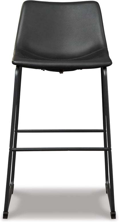 Centiar Modern Faux Leather Pub Height Bucket Seat Barstool, 30" Seat Height, Set of 2, Black