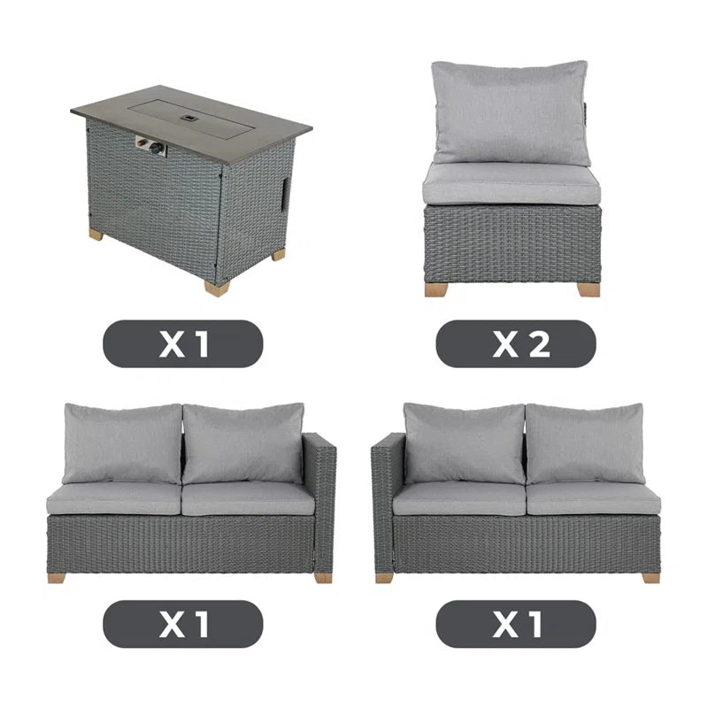 Wicker 6 - Person Modular Patio Conversation Sets with Cushions