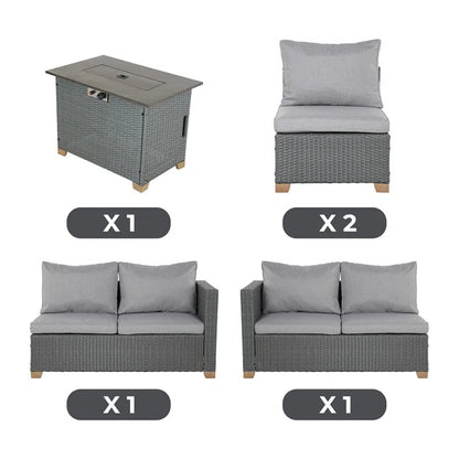 Wicker 6 - Person Modular Patio Conversation Sets with Cushions