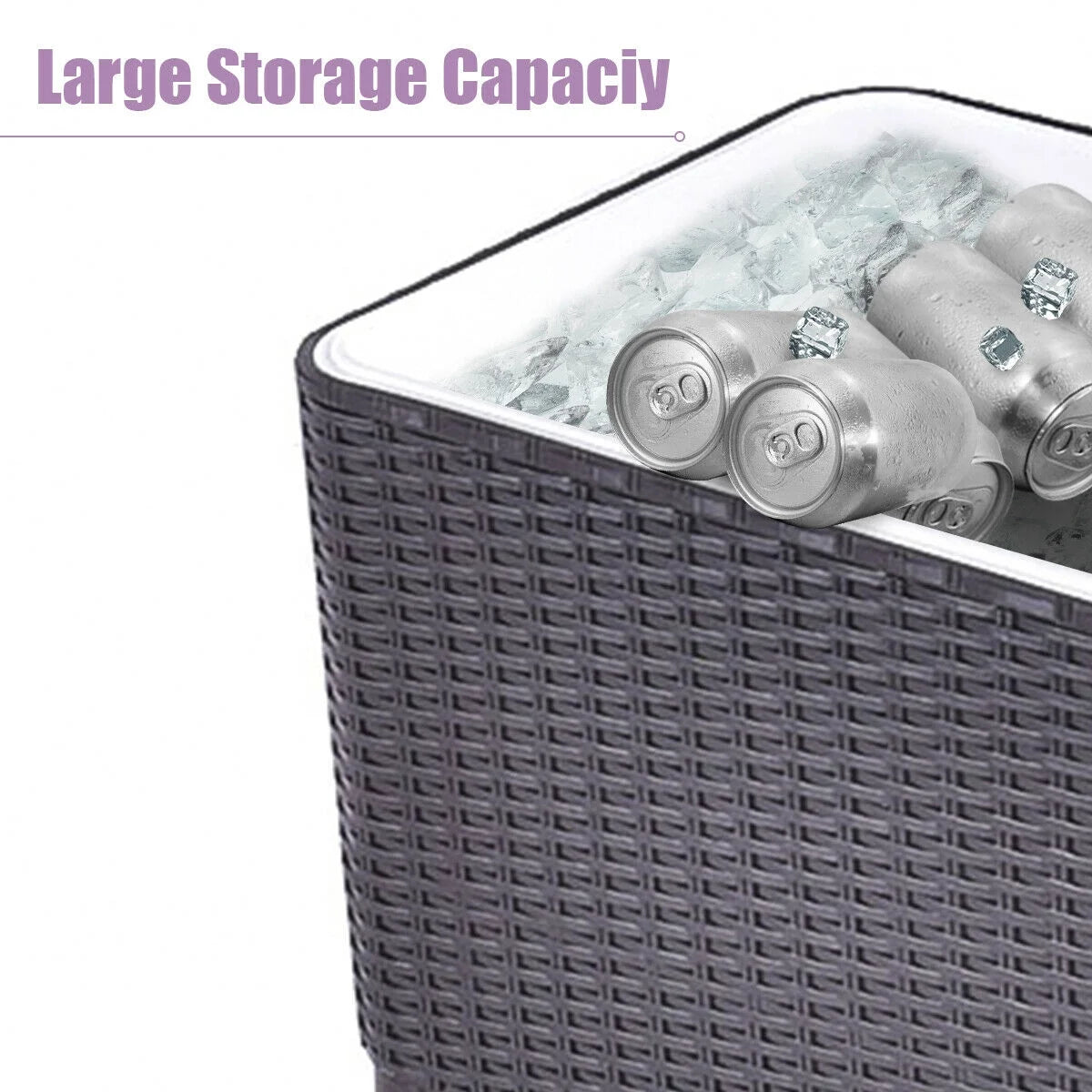 Outdoor Rattan 80QT Party Portable Rolling Cooler Cart Ice Beer Beverage Chest