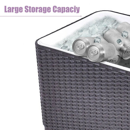 Outdoor Rattan 80QT Party Portable Rolling Cooler Cart Ice Beer Beverage Chest