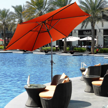 10 FT Patio Umbrella Patio Market Steel Tilt W/ Crank Outdoor Yard Garden Orange
