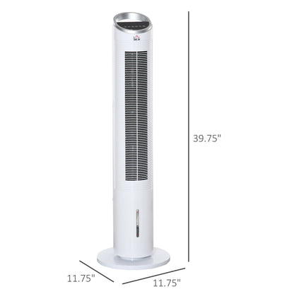 40" Portable Oscillating Air Cooler Fan for Home Office, 3-In-1 Standing Ice Floor Fan with Humidifier, 3 Modes, 3 Speeds, 8H Timer, Remote, LED Display, White