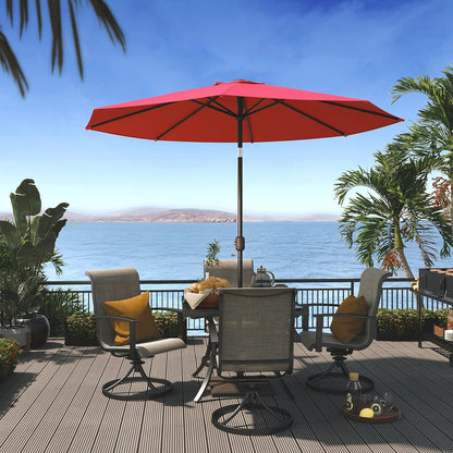 9 FT Enhanced Aluminum Patio Umbrella, UV Protected Outdoor Umbrella with Auto Crank and Push Button Tilt, Red