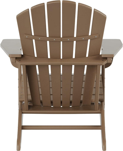 WO Home Furniture Set of 2Pcs HDPE Adirondack Chairs, Traditional Loungers, Retro Poly Seat, All Weather Resistant for Patio, Outdoor, Balcony, Backyard, Lawn, Patio, Pool, Deck, Weathered Wood