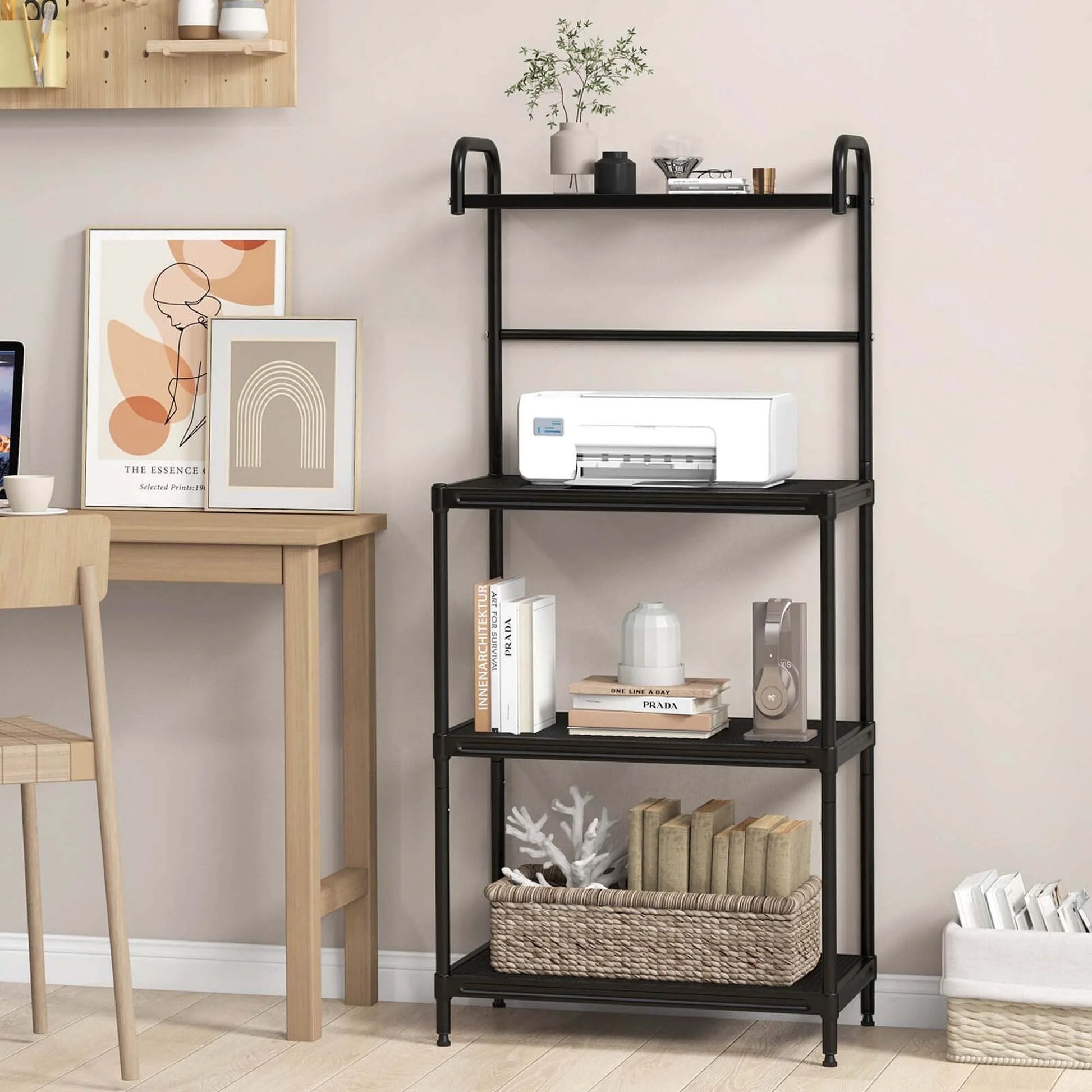 4-Tier Baker'S Rack Microwave Oven Rack Shelves Kitchen Storage Organizer Black
