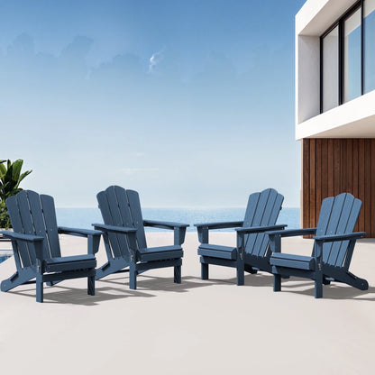 Adirondack Chair, Plastic Folding Outdoor Patio Lawn Chairs, outside HDPE Chairs for Lawn, Yard, Black