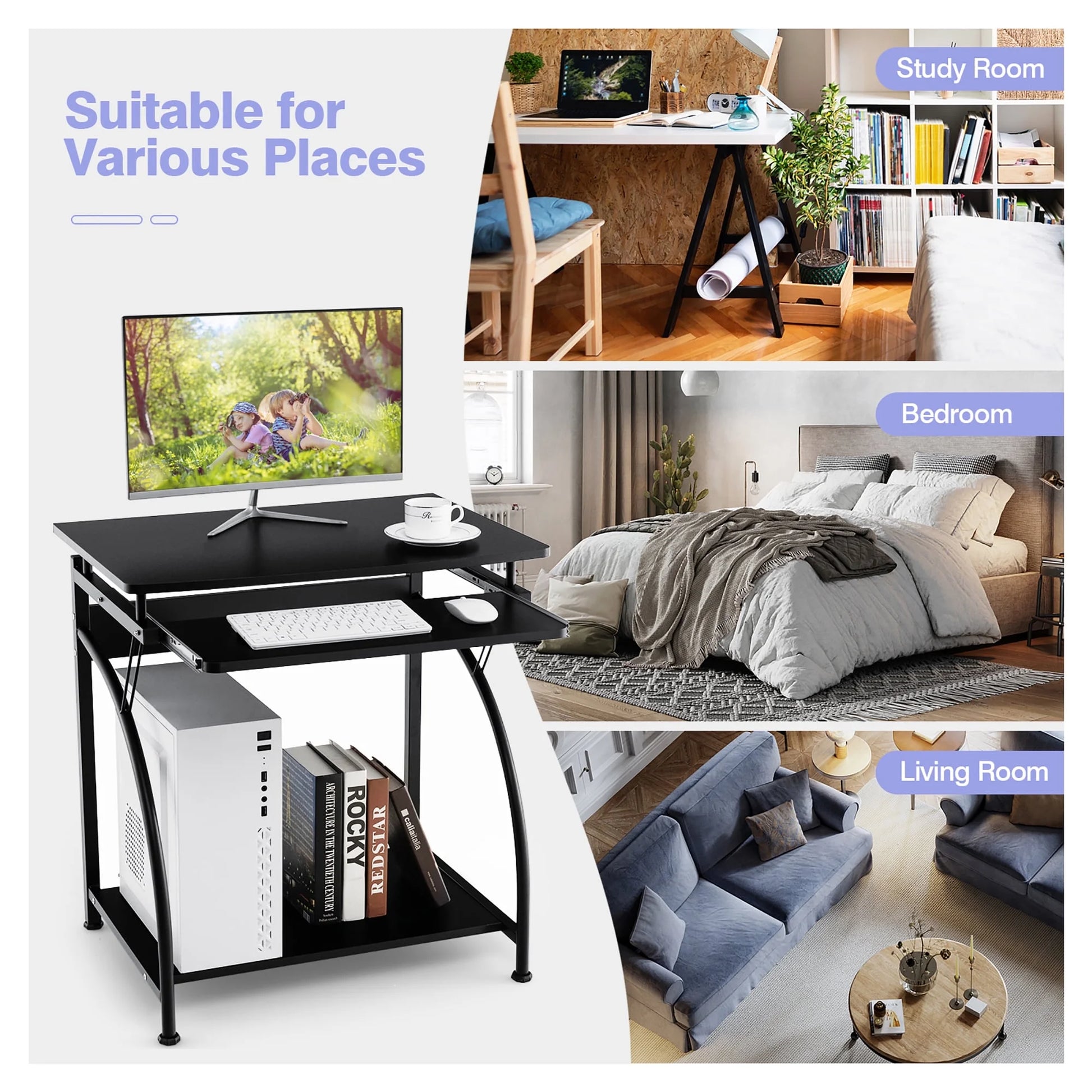 Computer Desk PC Laptop Writing Table Workstation Home Office Study Furniture