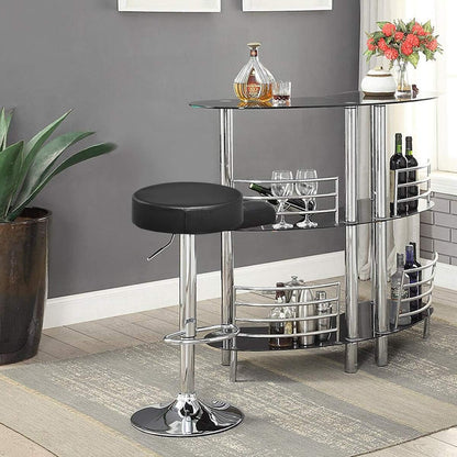Bar Stool, Modern Swivel Backless round Barstool, PU Leather Armless Bar Chair with Height Adjustable, Chrome Footrest, Sturdy Metal Frame for Kitchen Dining Living Bistro Pub (Black, 1 Pc)