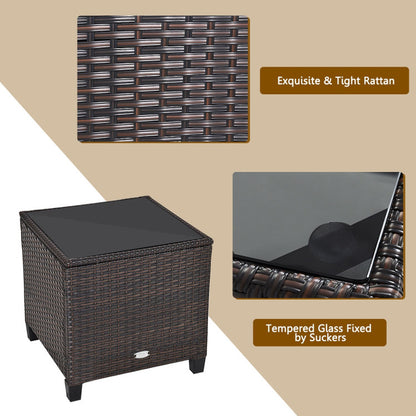 3 Pieces Rattan Patio Furniture Set with Washable Cushion