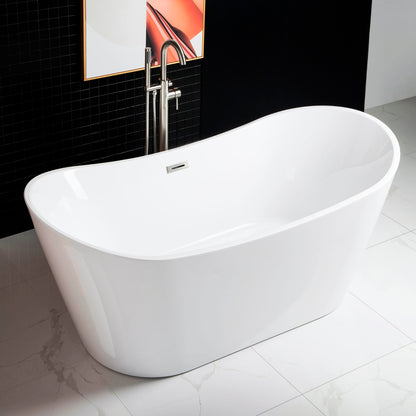 67" Premium Acrylic Freestanding Soaking Bathtub, White