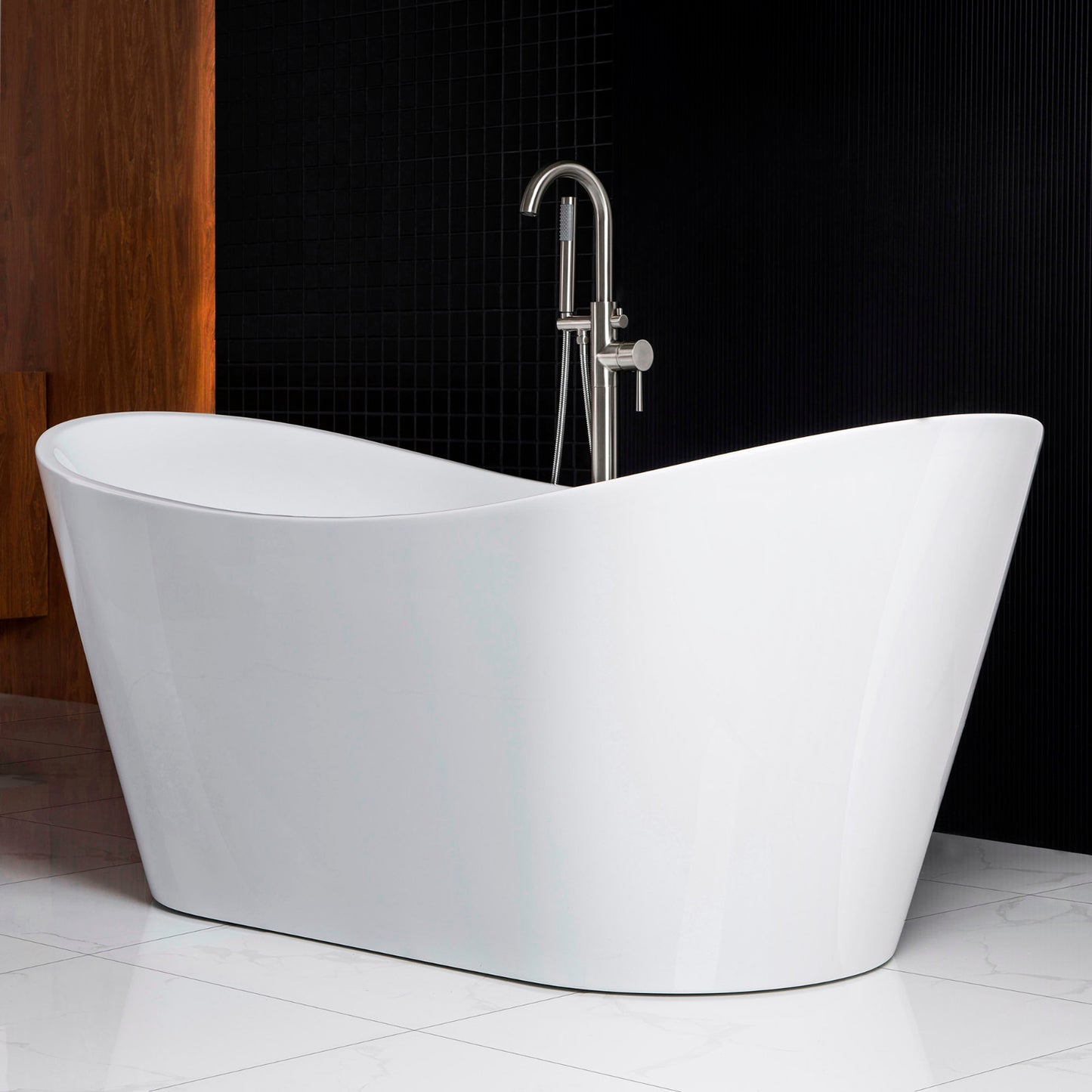 67" Premium Acrylic Freestanding Soaking Bathtub, White
