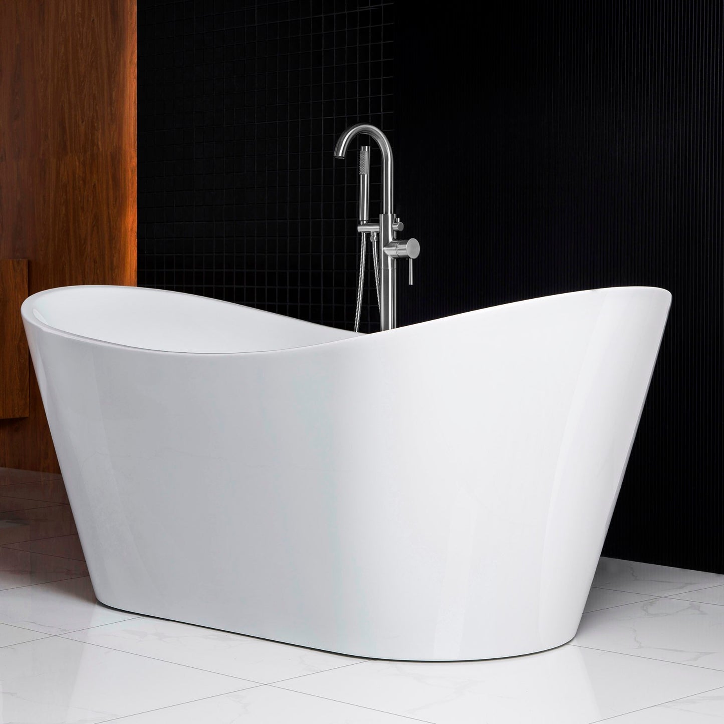 71" Acrylic Freestanding Soaking Bathtub with Chrome Drain