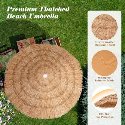 Patio 6FT Tropical Thatched Tiki Beach Umbrella Portable Outdoor Market Tilt