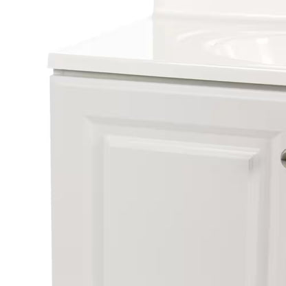 31 In. Single Sink White Bath Vanity with White Cultured Marble Top (Assembled)
