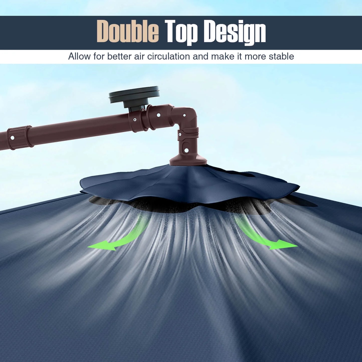 98.40" Navy Cantilever Patio Umbrella, Base-Included