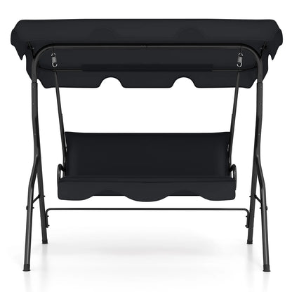 Patio 3 Seats Canopy Porch Swing Glider Hammock Cushioned Steel Frame Outdoor Black