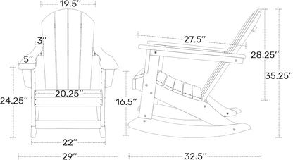 Westin Outdoor Laguna Rocking Poly Adirondack Chair (Set of 2), Turquoise