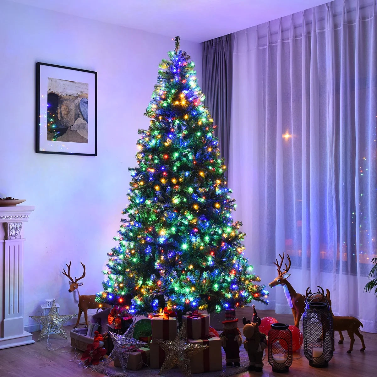 4Ft Pre-Lit Artificial Christmas Tree Hinged 100 LED Lights