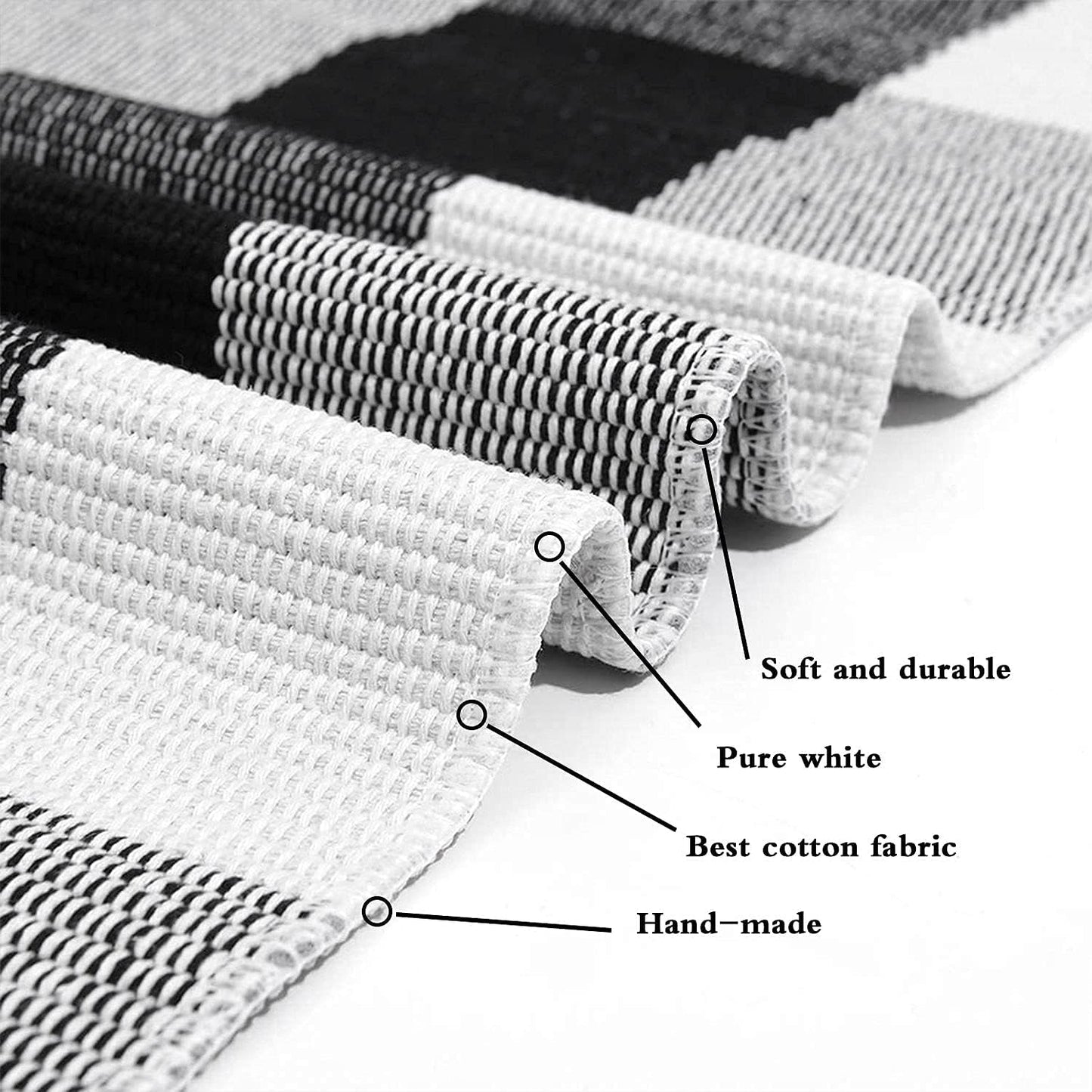 Cotton Buffalo Plaid Rug 2'X3' Black and White Checked Rug Washable Doormats Indoor Outdoor Rugs for Layered Front Door Mats, Porch, Kitchen, Farmhouse, Entryway