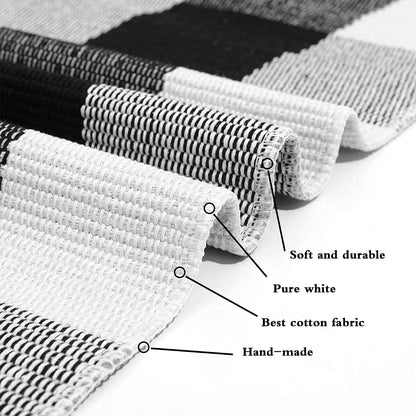 Cotton Buffalo Plaid Rug 2'X3' Black and White Checked Rug Washable Doormats Indoor Outdoor Rugs for Layered Front Door Mats, Porch, Kitchen, Farmhouse, Entryway