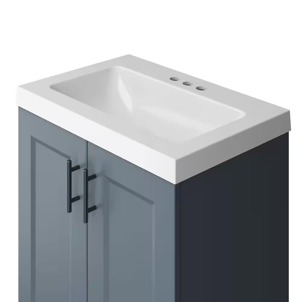 Brindle 24.5 In. W X 16.25 In. D X 33.8 In. H Single Sink Bath Vanity in Steel Blue with White Cultured Marble Top