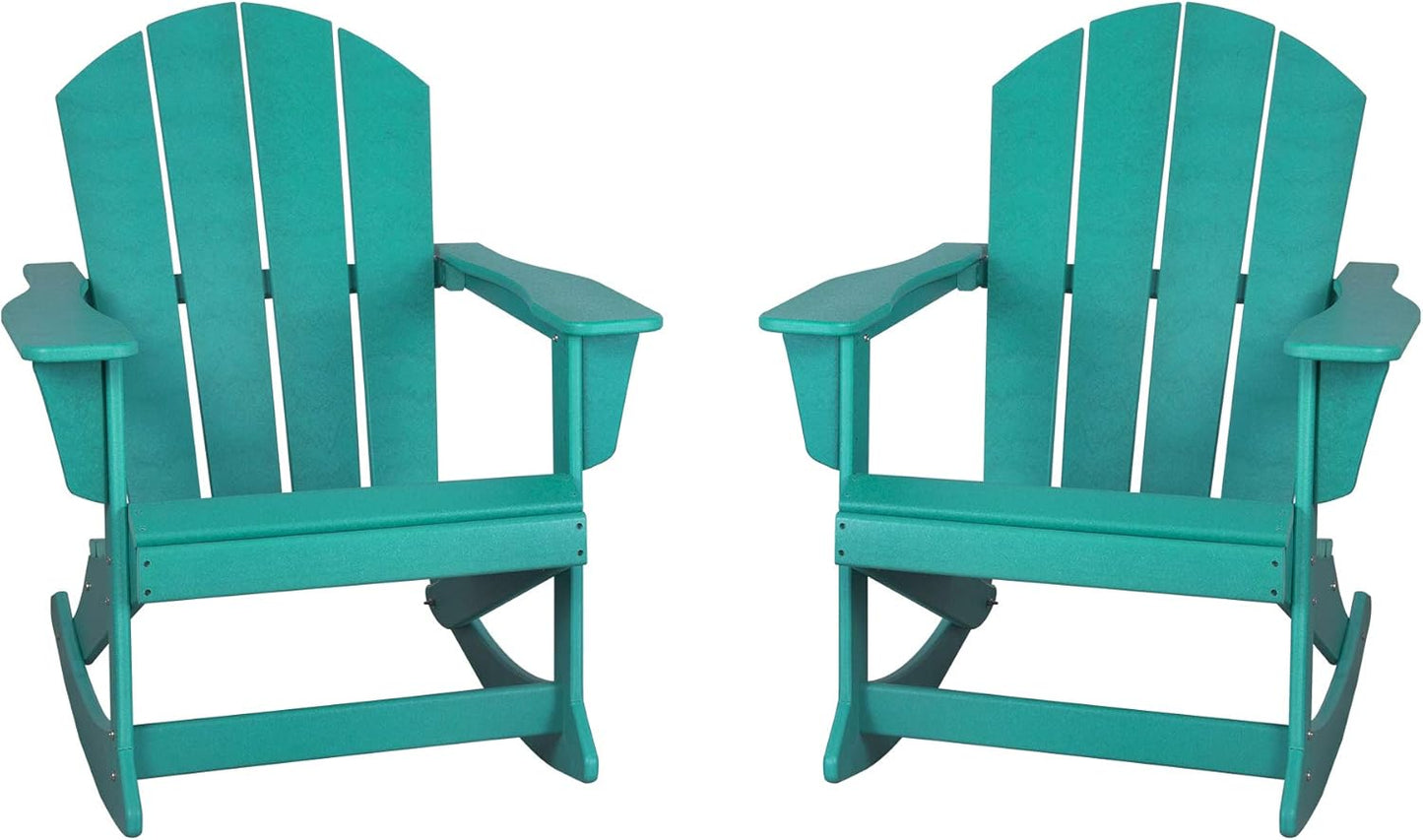 Westin Outdoor Laguna Rocking Poly Adirondack Chair (Set of 2), Turquoise