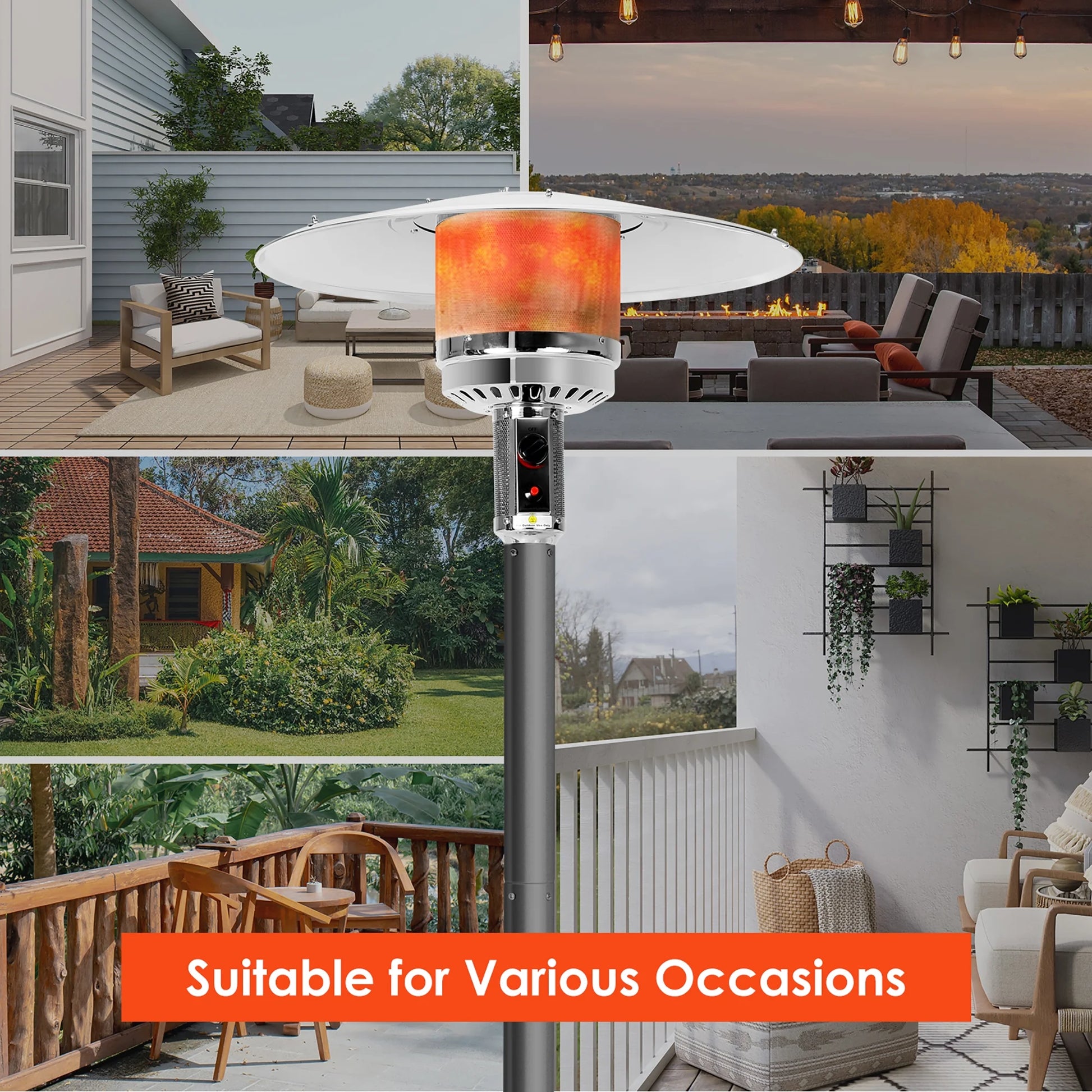 50000 BTU Propane Patio Heater Standing Steel with Wheels Grey