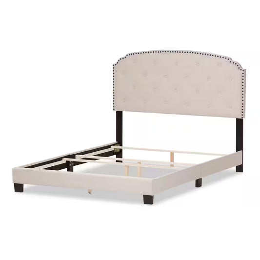 Lexi Beige Fabric Upholstered Full Bed