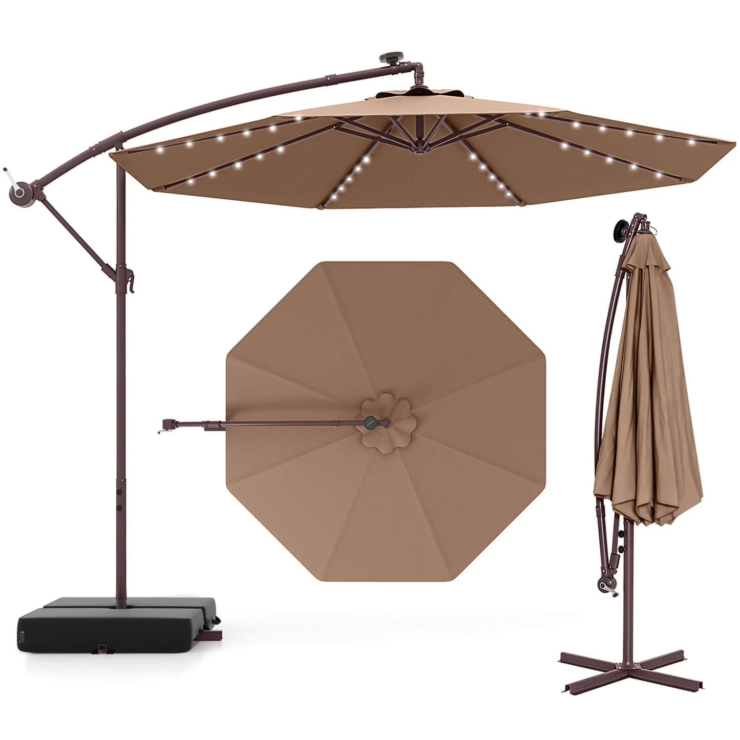 98.40" Navy Cantilever Patio Umbrella, Base-Included