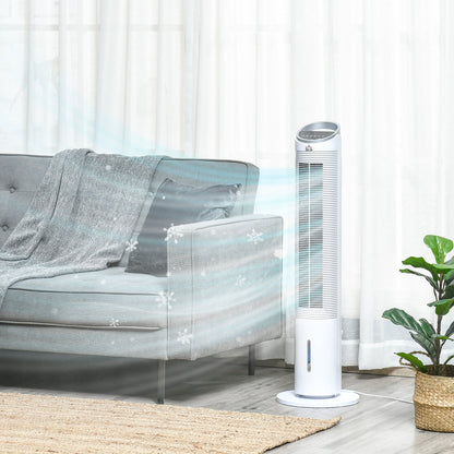 40" Portable Oscillating Air Cooler Fan for Home Office, 3-In-1 Standing Ice Floor Fan with Humidifier, 3 Modes, 3 Speeds, 8H Timer, Remote, LED Display, White