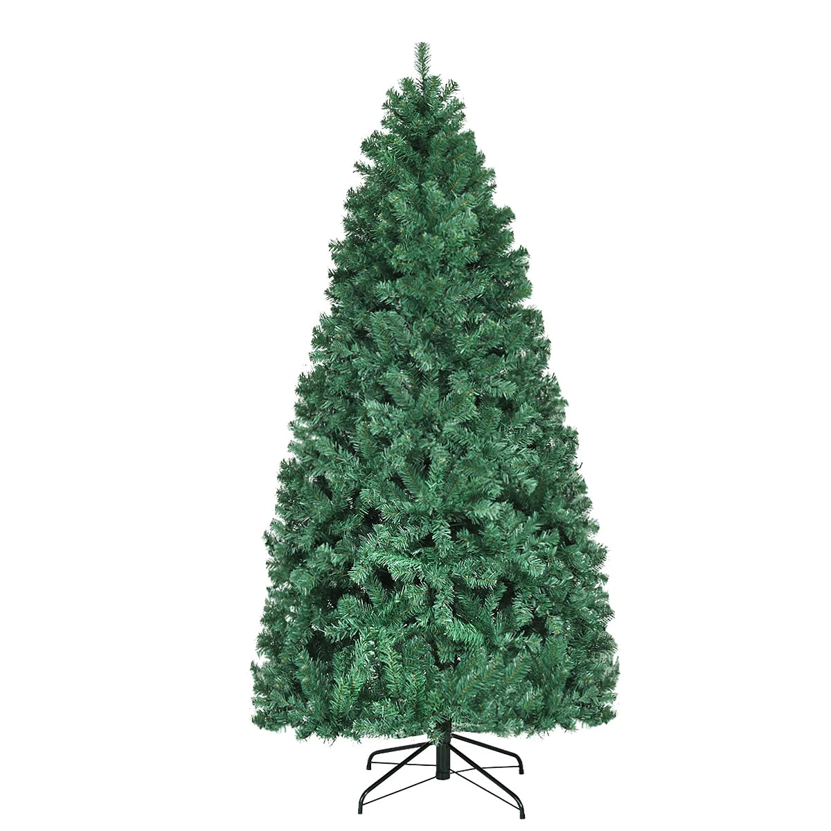 7Ft Pre-Lit PVC Hinged Christmas Tree 300 LED Lights Green