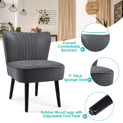 Set of 2 Armless Accent Chair Upholstered Leisure Chair Single Sofa Turquoise\Stone Grey\ Dark Grey