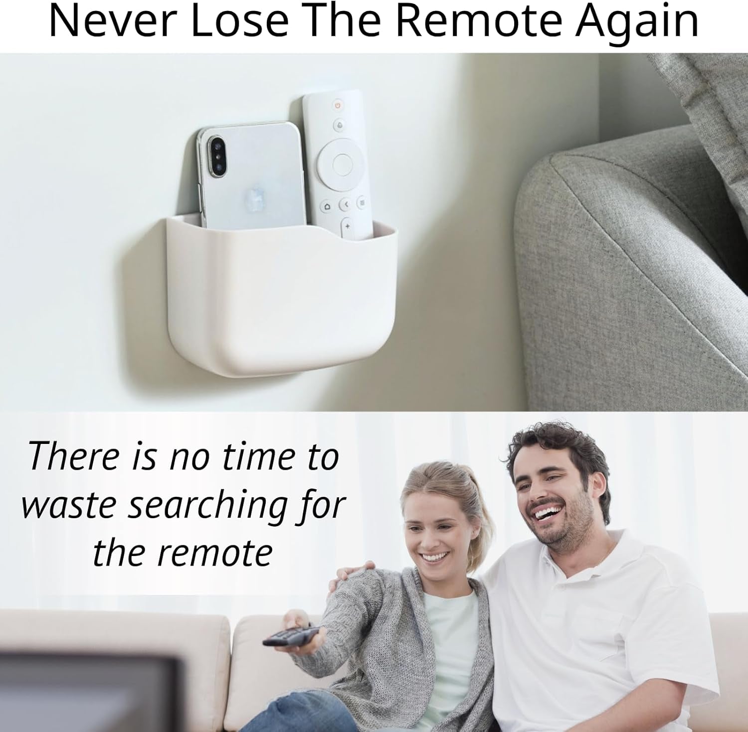 2 Pack TV Remote Holder Wall Mount Remote Control Holder for Bed Universal Bedside Wall Remote Holder Caddy Organizer Hole-Free Remote Control Holder (For 2 or 3 Remote Controls–White