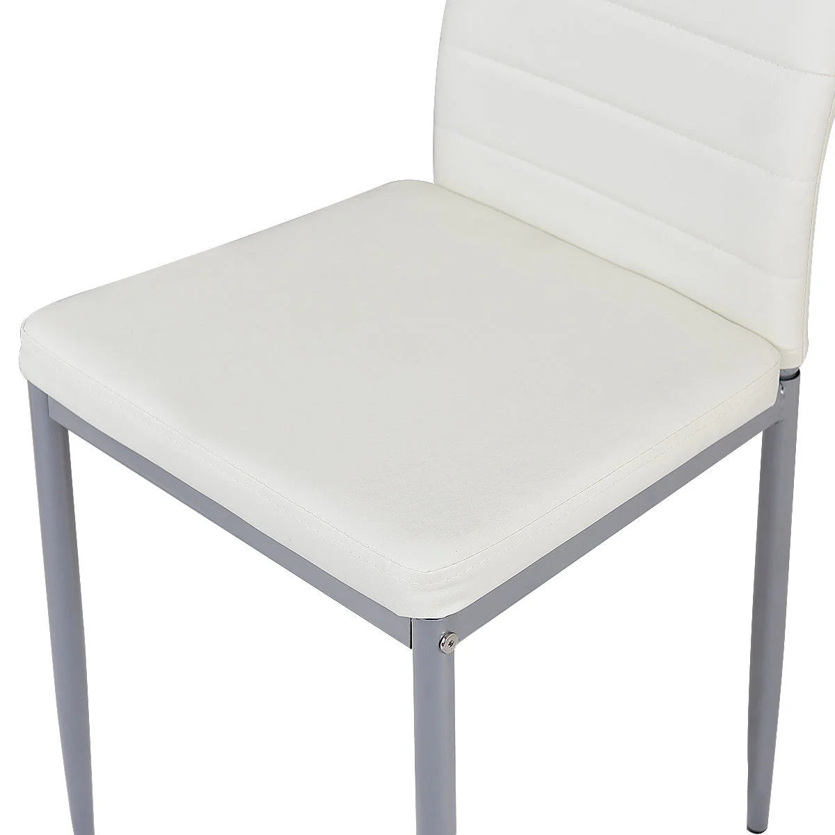 Set of 4 PU Leather Dining Side Chairs Elegant Design Home Furniture White