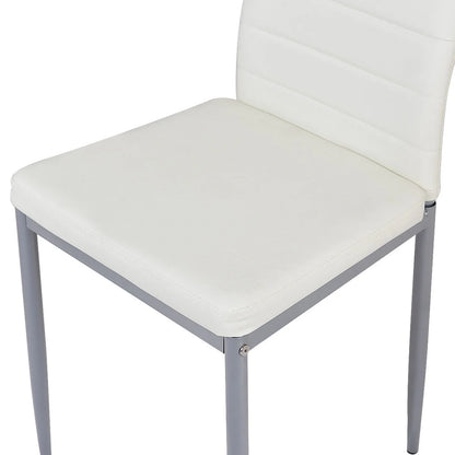 Set of 4 PU Leather Dining Side Chairs Elegant Design Home Furniture White