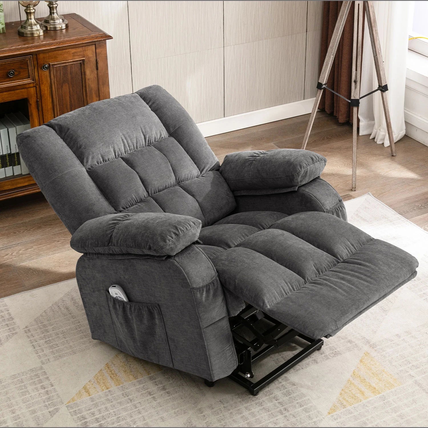 Power Lift Recliner Chair Recliners for Elderly with Heat and Massage Recliner Chair for Living Room with Infinite Position and Side Pocket,Usb Charge Port,Grey