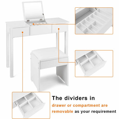 White Vanity Dressing Table Furniture Stool Storage Box